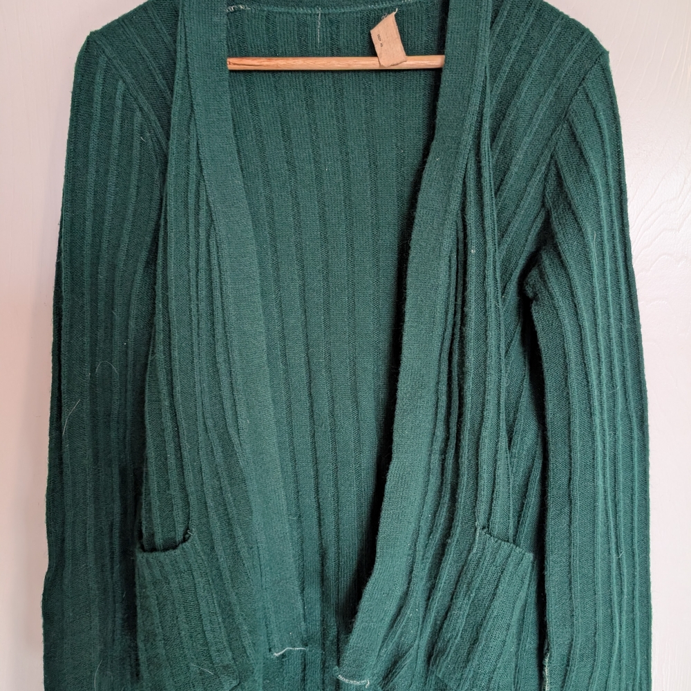 Vintage Green Ribbed Women's Sweater